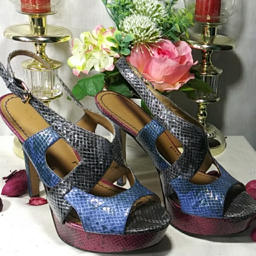 Nine West snake skim platform shoes.